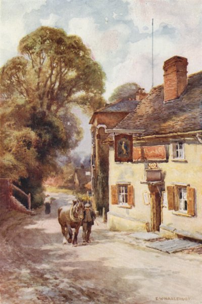 The Leather Bottle, Cobham (litografía en color) de Ernest William Haslehust