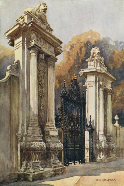 La Puerta del León (litografía en color) de Ernest William Haslehust