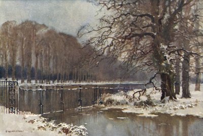 El agua larga en invierno (litografía en color) de Ernest William Haslehust
