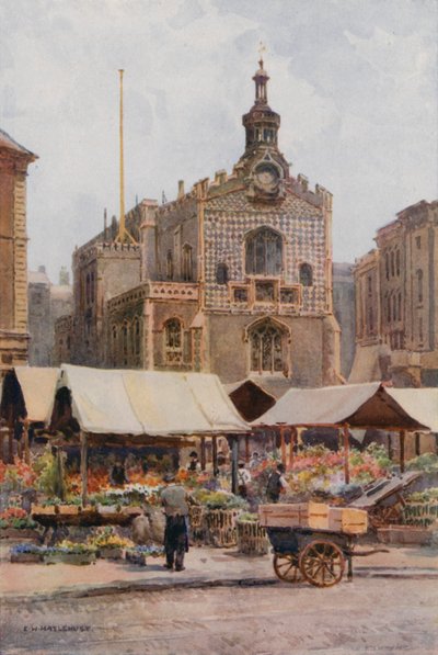 The Market-Place and Guildhall, Norwich (litografía en color) de Ernest William Haslehust