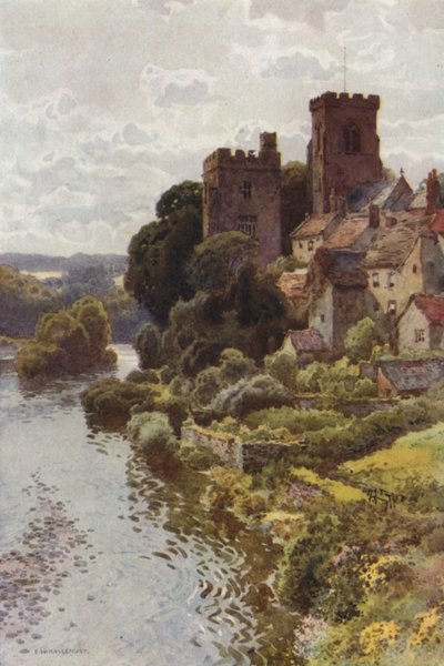 La aldea del viejo mundo de Tanfield (litografía en color) de Ernest William Haslehust