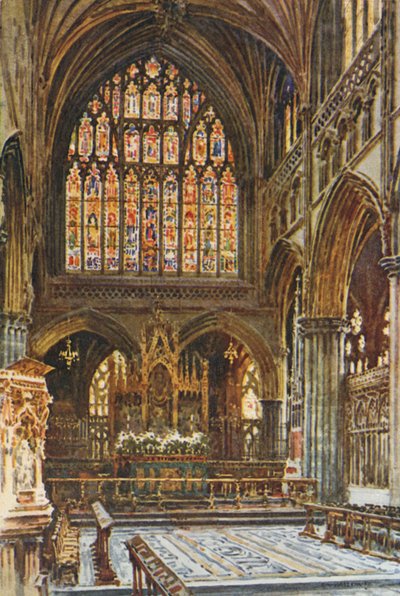 El Santuario, Catedral de Exeter (litografía en color) de Ernest William Haslehust