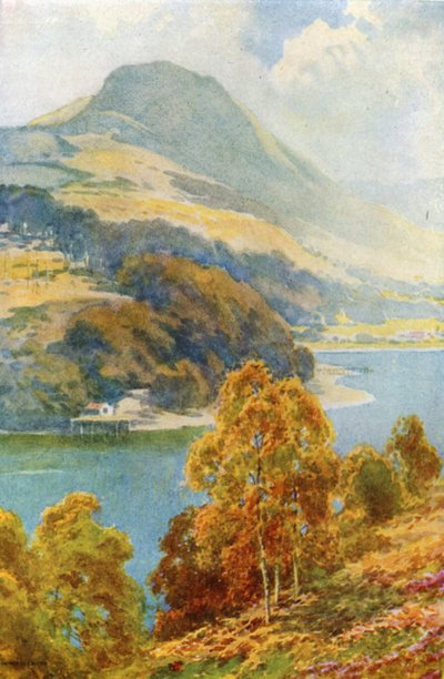 El estrecho de Balmaha desde Inch Cailleach (litografía en color) de Ernest William Haslehust