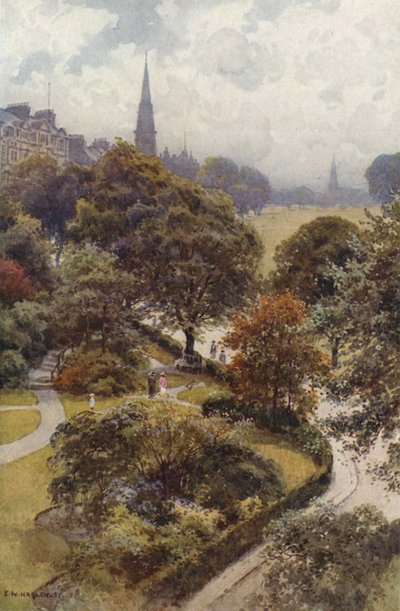 "The Stray", Harrogate (litografía en color) de Ernest William Haslehust