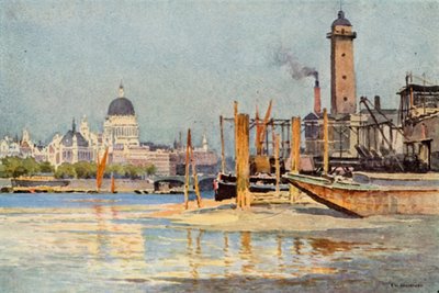 El Támesis desde abajo del puente de Waterloo (litografía en color) de Ernest William Haslehust