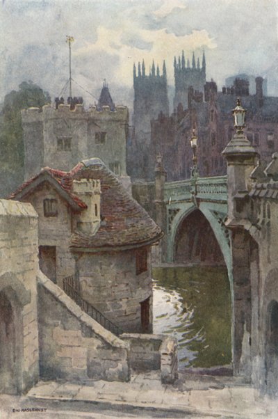 The Water-Gates, Lendal Bridge (litografía en color) de Ernest William Haslehust
