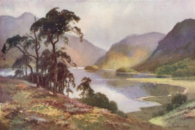 Thirlmere y Helvellyn (litografía en color) de Ernest William Haslehust