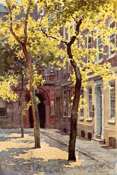 Wardrobe Place, Blackfriars (litografía en color) de Ernest William Haslehust