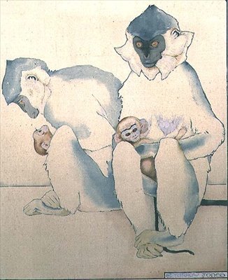 Babes (langures de cabeza negra) (acuarela) de Ernest Yarrow Jones
