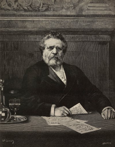 Giosue Carducci (1835-1907), poeta y escritor italiano, Premio Nobel en 1906, grabado de Ernesto Mancastroppa a partir de una pintura de Vittorio Corcos, de L