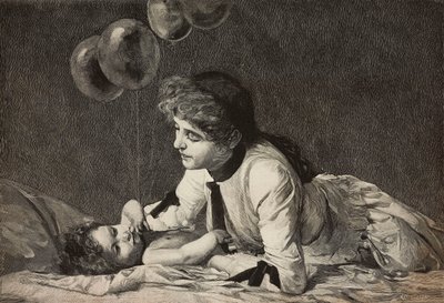 Nadie te querrá nunca como yo, madre e hijo, grabado de Ernesto Mancastroppa a partir de una pintura de Raffaele Faccioli, de L