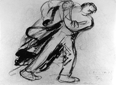 Hombre poniéndose el abrigo de Ernst Barlach