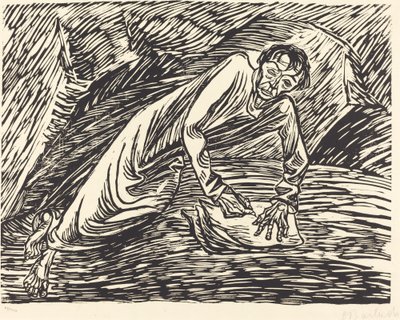 El profeta escribiendo San Juan en Patmos de Ernst Barlach