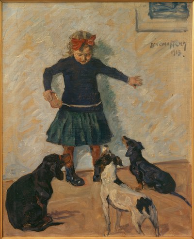 Niña con perros de Ernst Bischoff Culm