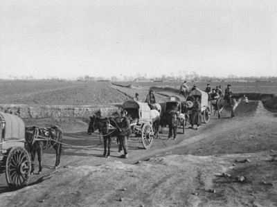 Chihli, carros del norte de China en la llanura de Pekín (fotografía en blanco y negro) de Ernst Boerschmann