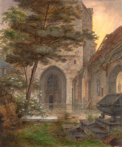 Un Portal de una Iglesia, primera mitad del siglo XIX de Ernst Ferdinand Oehme