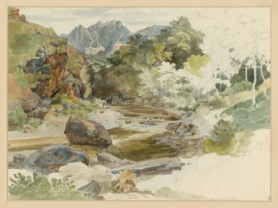 Valle fluvial boscosa y rocosa cerca de Massa de Ernst Fries