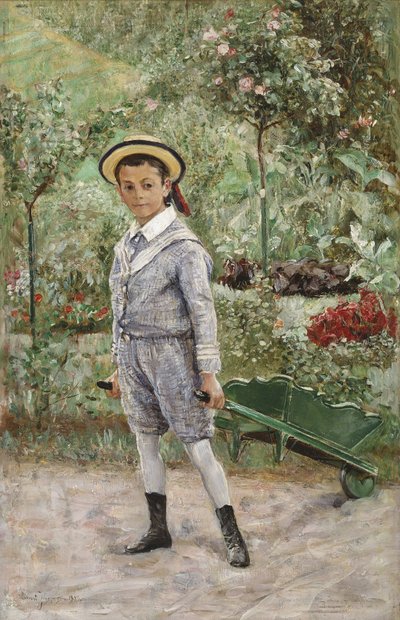 Niño con una carretilla, 1880 de Ernst Josephson