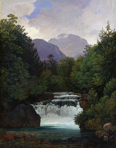 Valle de montaña con cascada de Ernst Kaiser