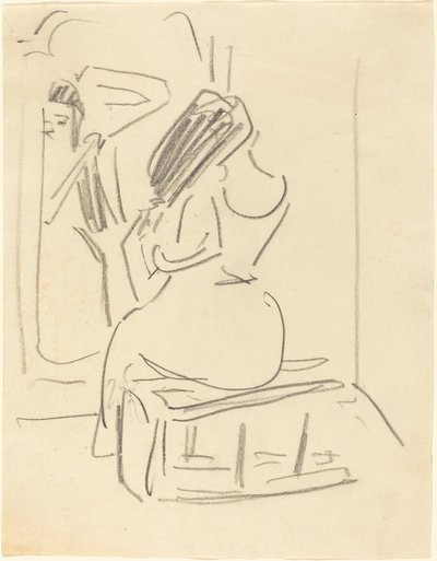 Una mujer peinándose frente a un espejo de Ernst Ludwig Kirchner