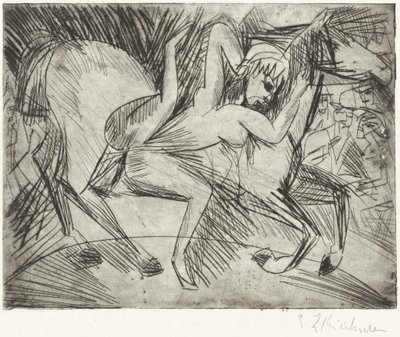 Acróbata en un caballo, 1913 de Ernst Ludwig Kirchner