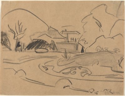 Senderos y Pabellón en el Gran Jardín de Dresde, c. 1909 de Ernst Ludwig Kirchner