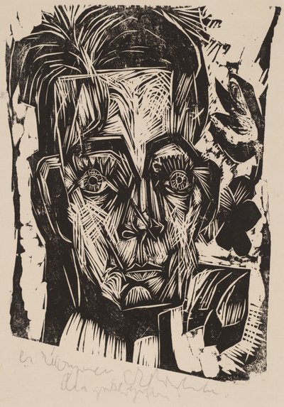 Cabeza del Dr. Robert Binswanger el Estudiante, 1917-1918 de Ernst Ludwig Kirchner