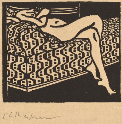 Niña desnuda acostada en un sofá, 1905 de Ernst Ludwig Kirchner