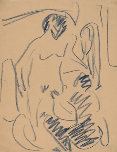 Desnudo en la playa, 1910 de Ernst Ludwig Kirchner