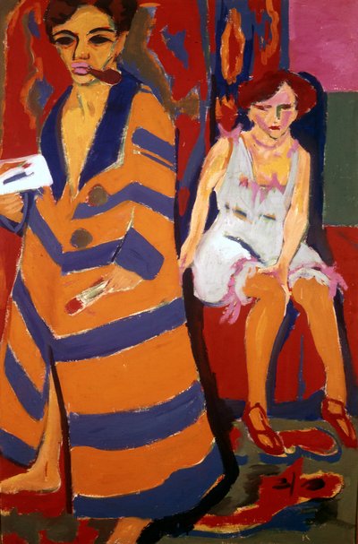 Autorretrato con modelo, 1907 de Ernst Ludwig Kirchner