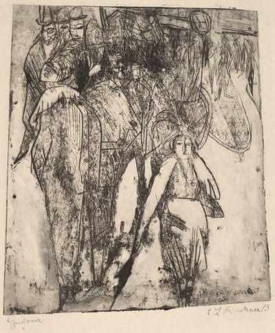 Escena de calle con un ómnibus, 1914 de Ernst Ludwig Kirchner