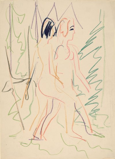 Dos desnudos en un bosque de Ernst Ludwig Kirchner
