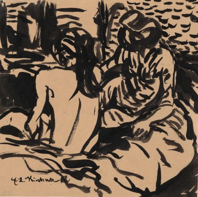 Dos Desnudos en una Cama Isabella y una Chica Más Joven, c. 1906 de Ernst Ludwig Kirchner
