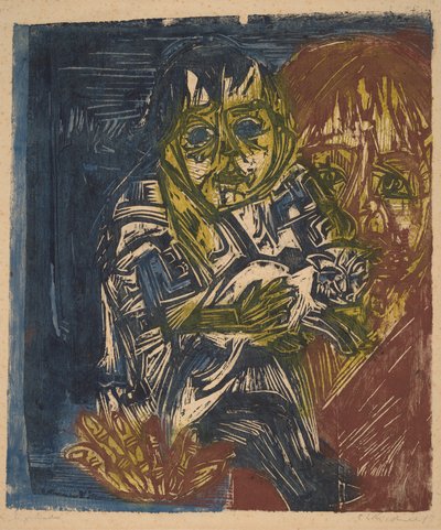 Mujer con un Niño y un Gato, 1919 de Ernst Ludwig Kirchner