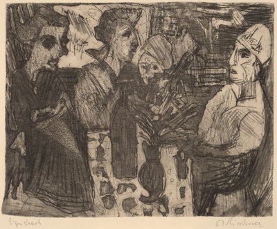 Mujeres en una mesa en una habitación, 1920 de Ernst Ludwig Kirchner