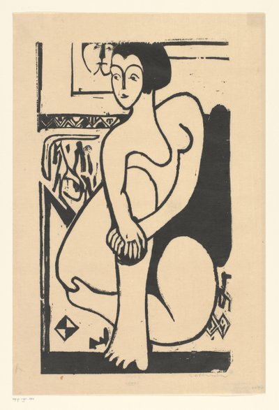 Sentarse desnudo de Ernst Ludwig Kirchner (signed by artist)