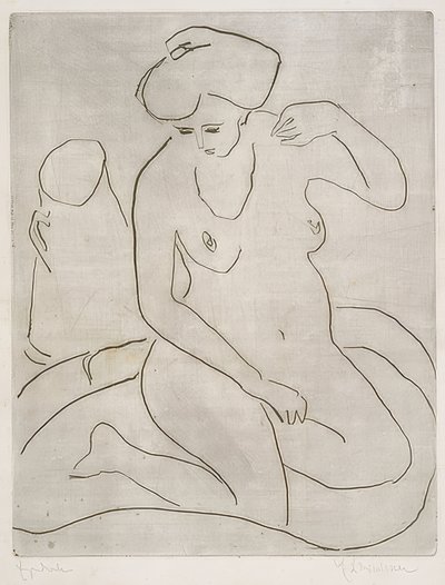 Desnudo en bañera con collar de Ernst Ludwig Kirchner