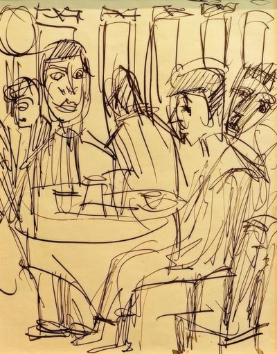 En la mesa del café de Ernst Ludwig Kirchner