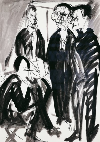 Artista y el grupo Die Brucke (El Puente) en Dresde, por Ernst Ludwig Kirchner (1880-1938) de Ernst Ludwig Kirchner