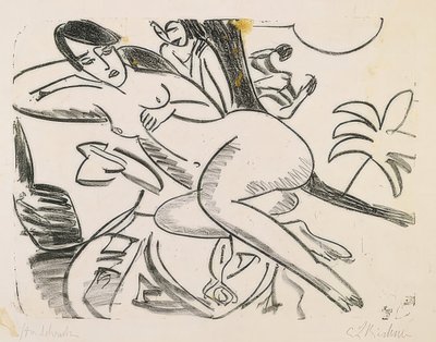 Desnudo acostado en una manta. 1911 de Ernst Ludwig Kirchner