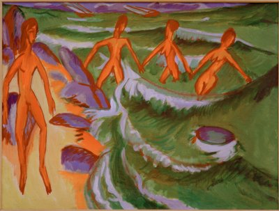 Bañistas en la playa (Fehmarn) de Ernst Ludwig Kirchner