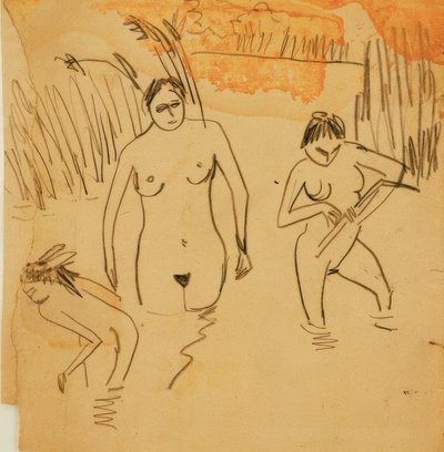 Bañistas en los Estanques de Moritzburg (izquierda Fränzi) de Ernst Ludwig Kirchner