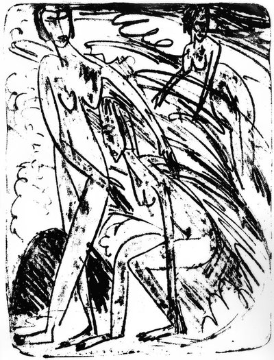 Bañistas en las olas de Ernst Ludwig Kirchner