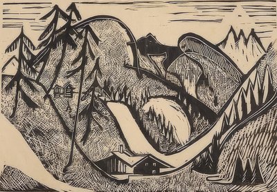 Paisaje montañoso cerca de Glaris. 1933 de Ernst Ludwig Kirchner
