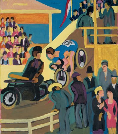 Carrera de bicicletas con relevo de motor, 1927-1928 de Ernst Ludwig Kirchner