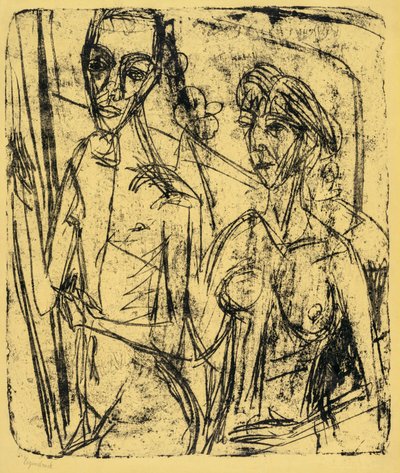 Couple in Room, Nude Man with Woman de Ernst Ludwig Kirchner