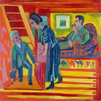 La visita - Pareja y recién llegado. 1922 de Ernst Ludwig Kirchner