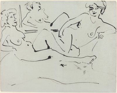Dodo y una mujer mayor reclinada frente a un espejo de Ernst Ludwig Kirchner