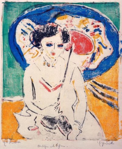 Dodo con sombrilla japonesa de Ernst Ludwig Kirchner