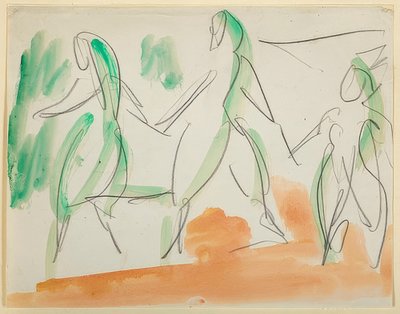 Tres bailarinas. 1911 Skizzenbuch Folkwang (Bl. 34) de Ernst Ludwig Kirchner